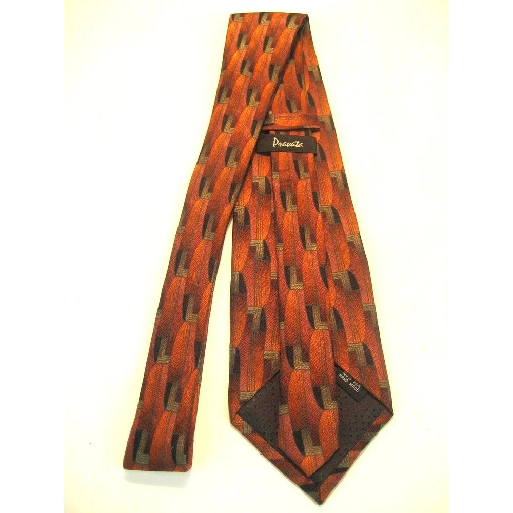 NWOT Pravata  Gray/Bronze 100% Silk Abstract Design Necktie